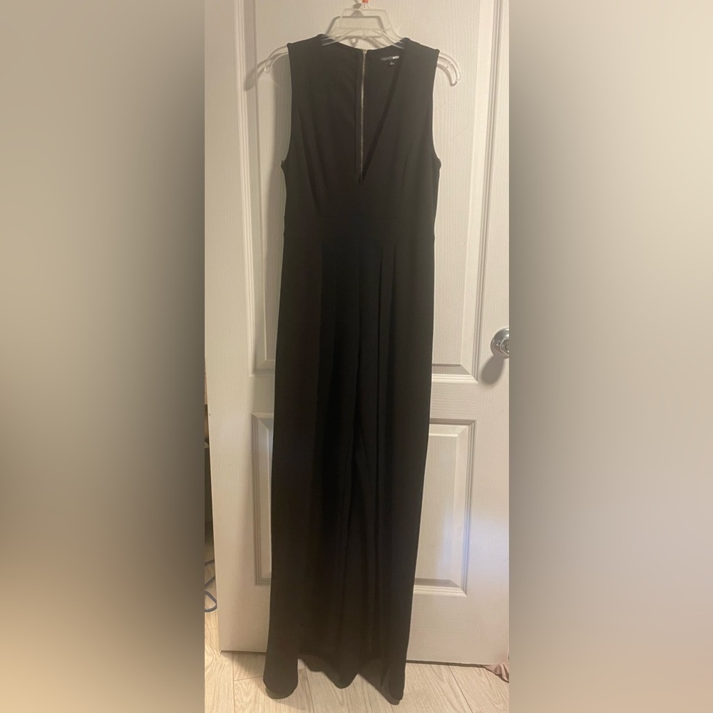 Fashion Nova Black Jump Suit with Overlaying Skirt, Large